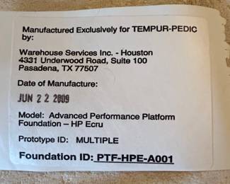 Tempur-Pedic Advanced Performance Platform Foundation - HP Ecru