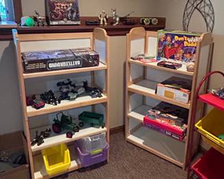 Set of Two Montessori-Style Wooden Toy Storage Shelves