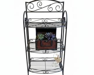 Wrought Iron Three-Tier Folding Etagere