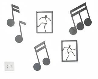 Metal Music Note and Dancer Wall Art Set