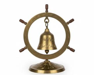 Vintage Brass Nautical Ship's Wheel Table Gong