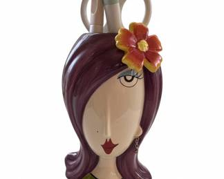 Cosmos Gifts 'Dollymama's' Ceramic Lady Head Vase Desk Organizer