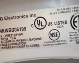 LG WM2101HW Front Load Washing Machine