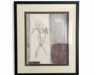 Framed Botanical Iris Sketch Print