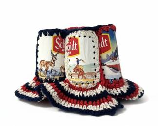 Vintage Schmidt Beer Can Crochet Hat