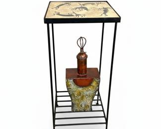 Southwestern Style Metal Plant Stand with Kokopelli Tile
