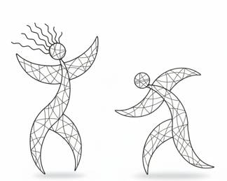 Mid-Century Modern Wire Wall Art Figures