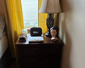 Modern Dark Wood Two-Drawer Nightstand