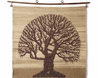 Vintage Don Freedman Jute Tree of Life Wall Hanging