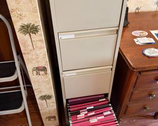 Large 4 drawer Metal file cabinet w key $ 150.00. 15”w 27.5”d 50”t