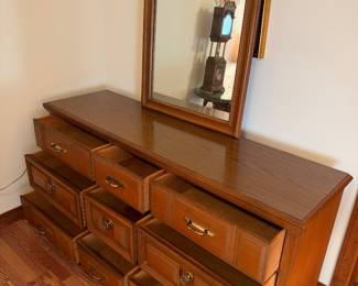 9 Drawer Dresser w mirror $250.00. 64”w 18”d 30”-72”t w mirror