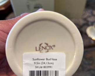 (2) Lenox Sunflower Bud vases 9” $30.00 each New in box