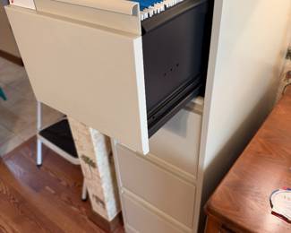 Large 4 drawer Metal file cabinet w key $ 150.00. 15”w 27.5”d 50”t