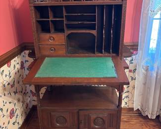 Victorian drop front lady’s secretary $ 450.00.   36”w 16”d 57”t