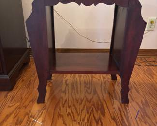 Dark wood magazine Table $85.00.  23”w 12”d 24”t