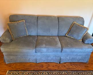 Craft master NC, Blue faux suede Sofa. $ 350.00.   82”L 36”D 35”T