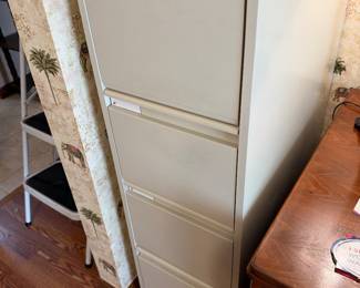 Large 4 drawer Metal file cabinet w key $ 150.00. 15”w 27.5”d 50”t