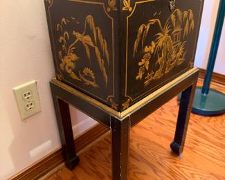 Chinese Black lacquer Chinoiserie Storage Chest $150.00. 16”w 12”d 27”t