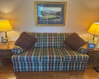 Massoud Red & Green Sofa $450.00.   82”L 34” D 36”T
