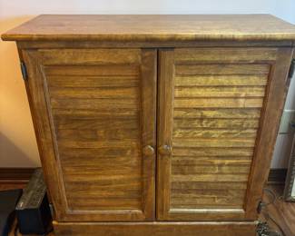 Wood slatted bookcase/ storage $ 125.00.    32”w 13”d 31”t