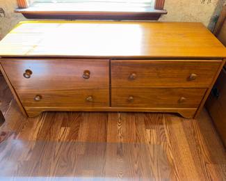 Wood double dresser 4 drawers $200.00. 49.5”w 17.5”d 21” t