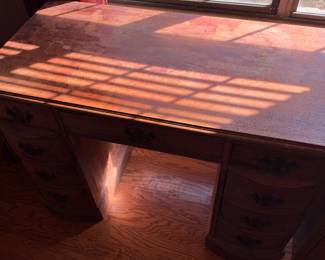 9 drawer wood desk $75.00. 42”w 21”d 30”t