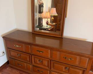 9 Drawer Dresser w mirror $250.00. 64”w 18”d 30”-72”t w mirror