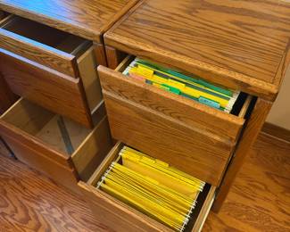 (2) Oak File Cabinets $60.00 each. 19.5”w 17”d 30”t