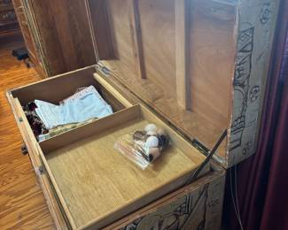 Wood Chest Asian Carved Motif. $250.00.    35”w 17” d 19”t