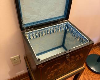 Chinese Black lacquer Chinoiserie Storage Chest $150.00. 16”w 12”d 27”t