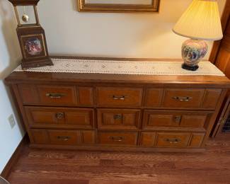 9 Drawer Dresser w mirror $250.00. 64”w 18”d 30”-72”t w mirror