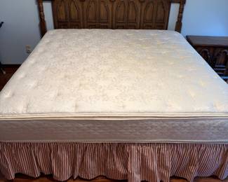 Stanley Mediterranean Style King Bed, Sealy mattress. $400.00. Headboard: 79.5”w 49”t