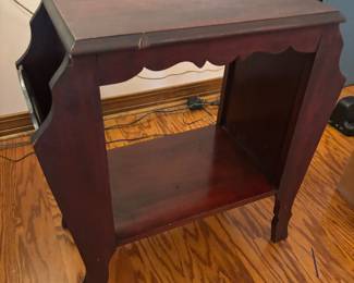 Dark wood magazine Table $85.00.  23”w 12”d 24”t