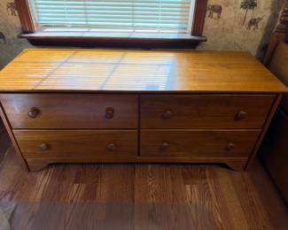 Wood double dresser 4 drawers $200.00. 49.5”w 17.5”d 21” t