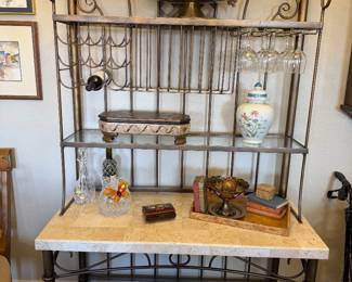 Decorative Baker’s Rack with Glass Shelves
