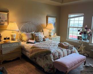 Standard Bed, Mattress & Bedding & antique Settee