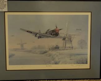 LIMITED EDITION AVIATION PRINT 385/1000  “RAT CATCHERS”  BY NICOLAS TRUDGIAN HAND SIGNED BY WWII FRENCH ACE PIERRE CLOSTERMANN
