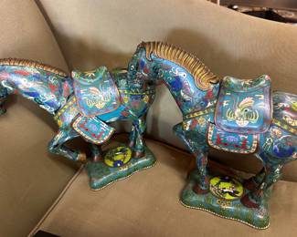 Cloisonné Tang style horses