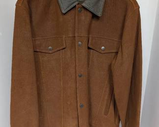 Madison Creek Brown Leather Trucker Jacket Size L