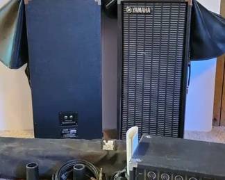 Yamaha Speakers with Mixer  Stands