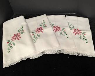 Hand Embroidered Christmas NapkinsHand Towels