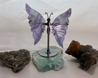 Fluorite Carved Butterfly Wings  Crystals