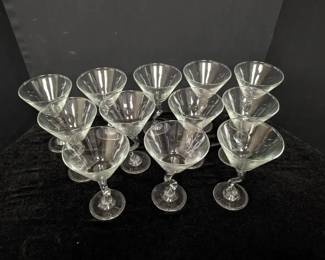 12 Vintage Libby Z Stem Martini Glasses