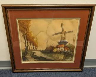 Vintage Print The River in Flanders by Julien van Santen