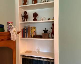 Built in shelves with Art pieces