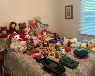 Dolls, stuffed animals, tanks, balls