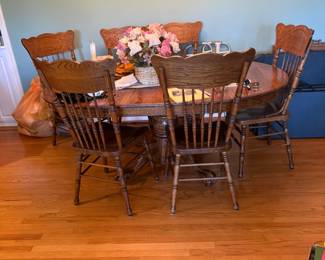 Antique American Oak Table & Chairs, c.1900