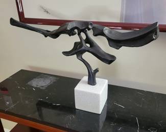 Uttermost, Black Label Clavicle Rex Sculpture. Iron on a marble base, 23” Wide and approx 14” Tall.