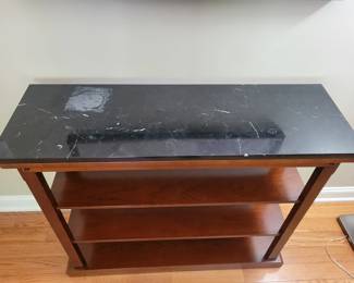Black Fossiliferous “Marble” Limestone Top Bookcase, 42” Wide, 14” Deep and 34” Tall. 