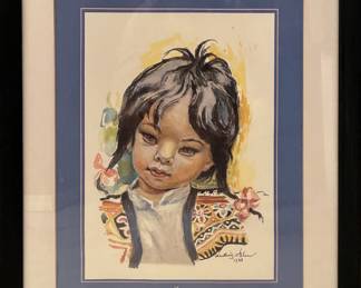Framed child portrait artwork